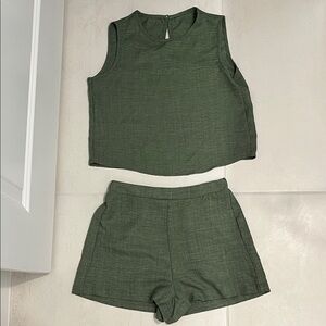 Green Sleeveless Top and Shorts Set